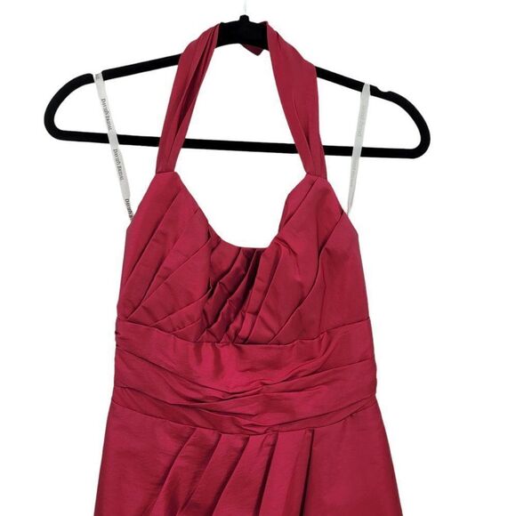 Vintage David's Bridal Dress Halter Pleated Fit & Flare Balloon Hem Pink Sz XXS - Picture 6 of 9